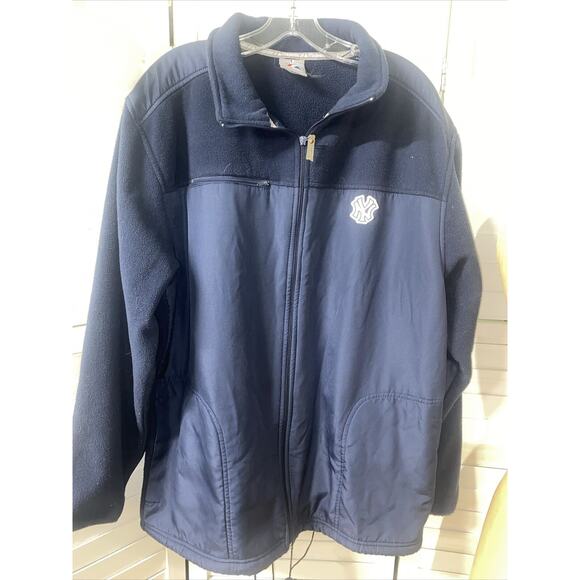 New York Yankees MLB MAJESTIC Navy Full Zip Fleece Nylon Jacket X-Large - Picture 1 of 8